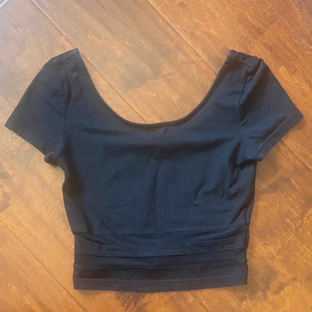Divided Black Short Sleeve Crop Top
